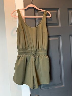 Olive Green Girls' One-Piece Romper